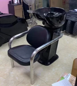 Modern Commercial Metal Barber Shop Salon Shampoo Station with Sink and Chair Customized Color 200KGS Capacity