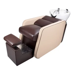 Modern Commercial Metal Stainless Steel Barber Salon Shampoo Bed Removable Footrest Ceramic Basin High Density Sponge Half Lying