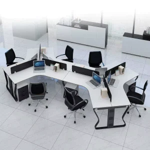 Modern Commercial Office Cubicle Curved Wooden Panel Desks and Workstations 6 10 Person Staff Stations Eco friendly