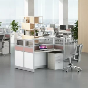 Modern Commercial Office Cubicle System Computer Desk Workstation with Modular Partition Table Solid Wood Construction