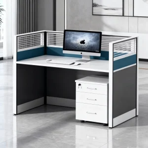 Modern Commercial Office Workstation Desk with Partition Panel High Quality Blue Office Furniture for Companies