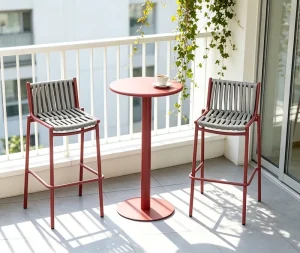 Modern Commercial Outdoor Bar Chair High Stool Coffee Table Set Durable Aluminum Frame Modern Minimalism No Armrest Home Bar