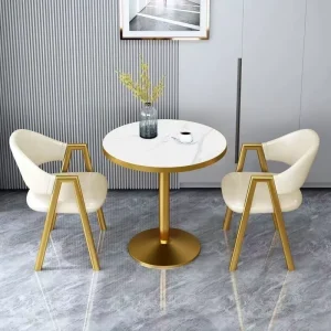 Modern Commercial Reception Furniture Set Sintered Stone Table and Upholstered Chairs for Hotel Lobby Waiting Area
