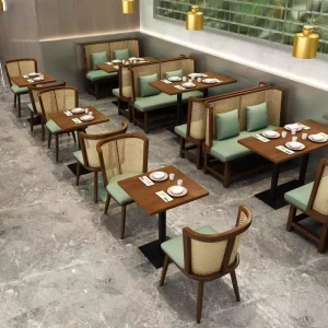 Modern Commercial Restaurant Booth Seating Set Banquette Sofa Table and Chair Furniture for Restaurant Cafe Hotel