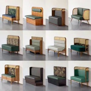 Modern Commercial Restaurant Booth Seating Upholstered Leather Banquette Bench Customizable Cafe Sofa Booth Bistro Bar Fast Food