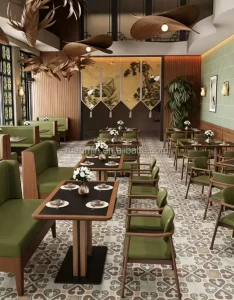 Modern Commercial Restaurant Solid Wood Booth Seating Sofa Dining Table Chairs Bench Durable Eco-Friendly for Hotel Fast Food