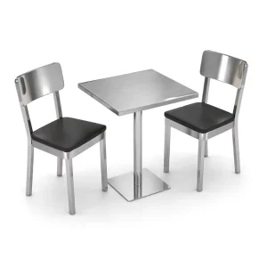 Modern Commercial Stainless Steel Restaurant Booth Sofa Dining Table Chair Set for Outdoor Indoor Bistro Furniture