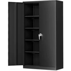 Modern Commercial Steel Storage Cabinet 72″ with 4 Adjustable Shelves 4 Drawers Lock for Garage Office Filing