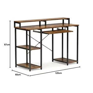 Modern Computer Desk with Keyboard Tray 47 Inch Office Desk with Monitor Stand and Storage Shelves Music Studio Workstation Desk