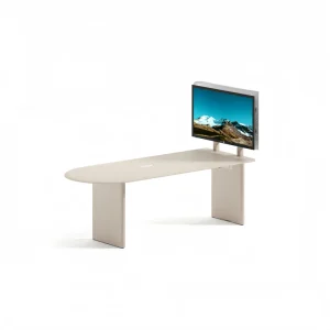 Modern Conference Table Detachable TV Screen Bracket Zero Formaldehyde Eco Powder Coated MDF 4 Seater Office Training Center