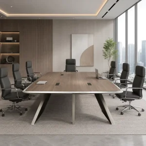 Modern Conference Table Executive Meeting Room Furniture Wooden Office Desk with Cable Management OEM ODM Custom Manufacturer
