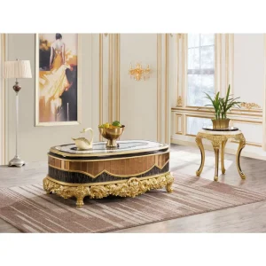 Modern Contemporary Adjustable Height Coffee Table Set with Marble Top and Durable MDF Base for Living Room and Home Office
