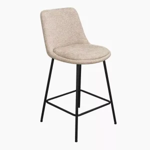 Modern Contemporary Comfortable Counter Height Padded Beige Fabric Eco Friendly Bar Chair with Metal Feet for Outdoor Use
