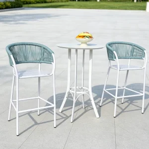 Modern Contemporary Commercial Outdoor Bar Chair High Table Coffee Table Set Durable Lightweight Aluminum Frame Water Bar