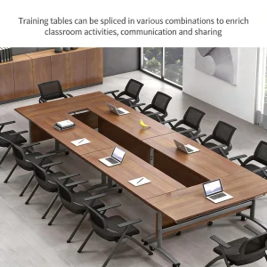 Modern Contemporary Double layer Mobile Folding Training Table Heavy duty Metal Frame PVC Edge Banding Eco Friendly MDF for