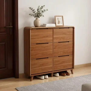 Modern Contemporary Eco-Friendly Ultra-Thin Flip Adjustable Durable Shoe Rack Board-Wood Bonding Frame