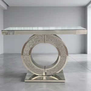 Modern Contemporary Glass Mirrored Console Table with MDF Wood for Living Room Entry Home Hotel Villa