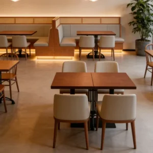 Modern Contemporary Restaurant Furniture Set Iron Wood Table Metal Chairs Customized for Cafe Hotel Coffee Shop