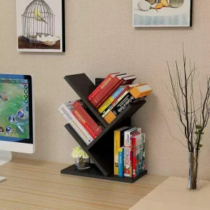 Modern Contemporary Wood Tabletop Bookshelf Space Saving Design for Home Office Living Room Bedroom Storage