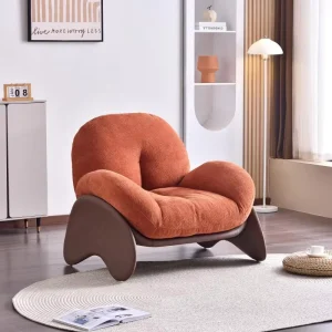 Modern Convertible Accent Sofa Red Chenille Filled Lounge for Bedroom Apartment Office Mall Hotel