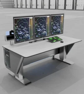 Modern Convertible Adjustable Height Aluminum Alloy Sit Stand Desk for ATC Control Room Console