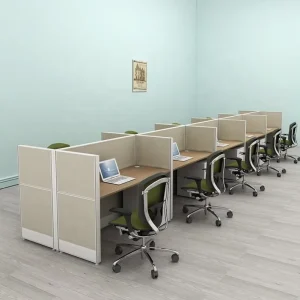 Modern Convertible Cubicles Commercial Computer Desk Work Station with Metal Frame and Wooden Top Office Partition for Villa