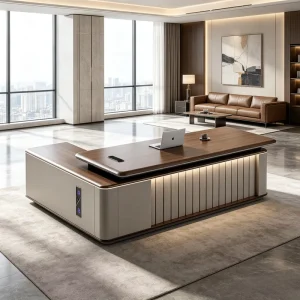 Modern Convertible Executive Office Desk with Easy Assembly Eco Friendly Wooden Desk Table for Hotel and Office Use