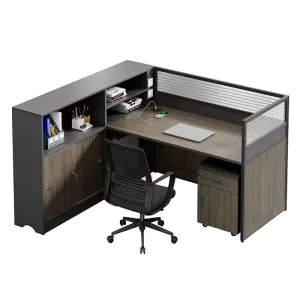 Modern Convertible Extendable L-Shaped Computer Desk Workstation with Storage for Home Office Employee Cubicle Setups