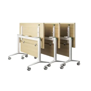 Modern Convertible Extendable Wooden Panel Office Meeting Training Table Foldable Movable Design Customizable Size Color Steel