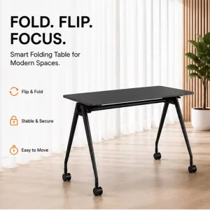 Modern Convertible Foldable Conference Table with Mobile Wheels and Steel Frame for Office and Workshop Use