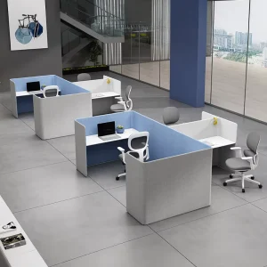 Modern Convertible Modular Office Cubicle Workstation for Open Office Team Collaboration 4 Person Linear