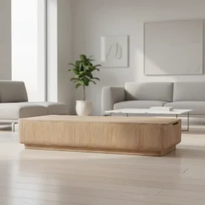 Modern Convertible Storage Coffee Tea Table 2 Hidden Drawers Light Wood Console Table Smooth Grain Minimalist Entry Home