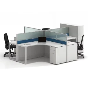 Modern Convertible Wooden Workstation Desk for 4 People Office Partition Commercial Furniture