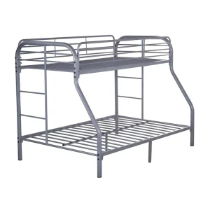Modern Cooling Black Twin Over Full Metal Bunk Bed Frame Angled Ladder High Guardrail Dusty Smooth Rounded Edges Kids