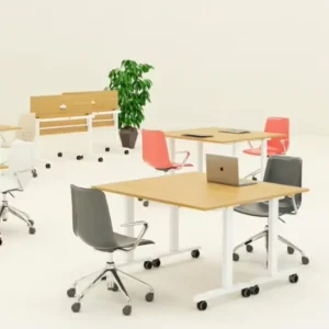 Modern Corporate Meeting Folding Steel Table Flip Top Nesting Training Table with Casters for Commercial Use