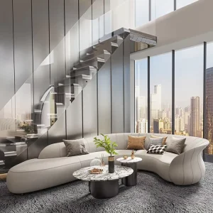 Modern Couch Living Room Sectional Sofa L Shape Leather Sofa Sitting Room Luxury Furniture Corner Sofa with Cabinet