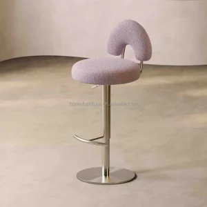 Modern Counter Height Adjustable Back Swivel Bar Stools with Metal Legs for Dining and Commercial Use