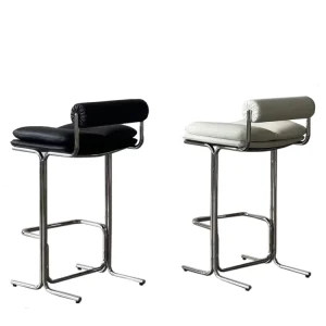 Modern Counter Height Bar Stools White and Black Upholstered Kitchen Island Bar Chairs with Back