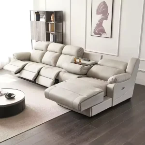 Modern Cowhide Smart Sofa Cabin Home Theater Living Room Simple L-shaped Corner Sofa Leather Sofa Combination