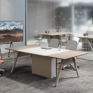 Modern Coworking Conference Table Office Furniture Wooden Meeting Table for Boardroom & Meeting Room Desk Wood Panel Style