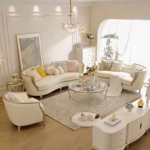 Modern Craftsman Style Convertible 3 Seat Apartment Sectional Sofa Set White Included Genuine Leather Upholstery Sponge Padding