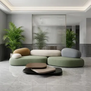Modern Cream Modular Square Adjustable Curve Sofa Set Luxury for Fabric Segmented Sectional Villa Hotel Apartment Living Room