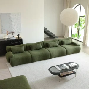 Modern Cream Sectional Sofa Set Boucle Fabric Couch for Office Apartment Upholstered Furniture Sponge Filling for Living Room