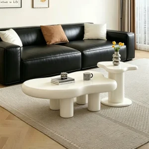 Modern Cream White Cloud Creative Living Room Furniture Coffee Table Set Stone Center Coffee Table Set