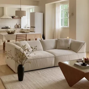 Modern Cream White Sofa for Home Creative Cloud Couches Living Room Sofa Designer Comfortable Washable Three-Seater Sofa