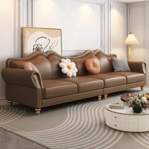 Modern Cream style Luxury Chesterfield Leather Sofa for Living Room and Villa Modular Eco Friendly Design High end Comfort Set
