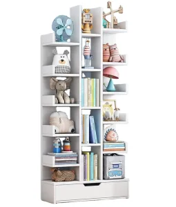 Modern Creative Bookshelf Wooden Bookcase Library Magazine Storage Rack