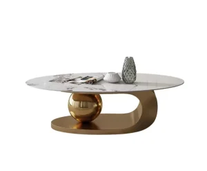 Modern Creative Simple Living Room Water Pattern Glass Marble Coffee Table Tea Table Metal Material Living Room Furniture