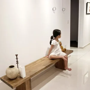 Modern Creative Solid Wood Bench Minimalist Shoe Changing Storage Light Luxury Trendy Natural Wood Living Room Ottoman Stool