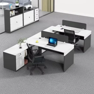Modern Cubicle 2 Person Office Computer Table Furniture Desk Pc Partition Workstation Office Table for Office Building Apartment
